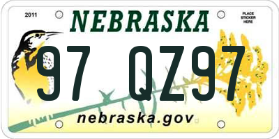 NE license plate 97QZ97