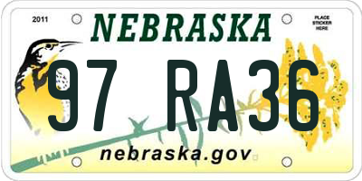 NE license plate 97RA36
