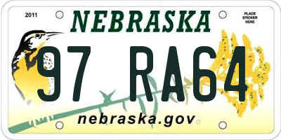NE license plate 97RA64