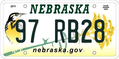 NE license plate 97RB28