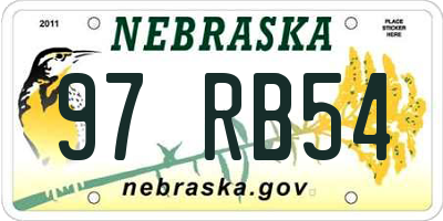 NE license plate 97RB54