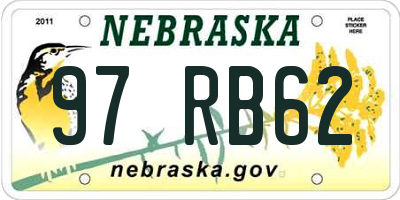 NE license plate 97RB62