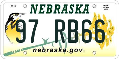 NE license plate 97RB66