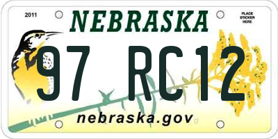 NE license plate 97RC12