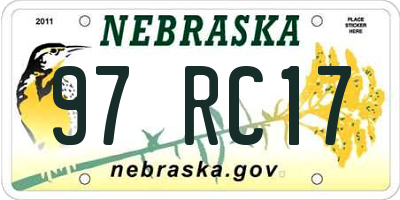 NE license plate 97RC17