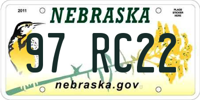 NE license plate 97RC22