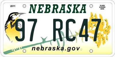 NE license plate 97RC47