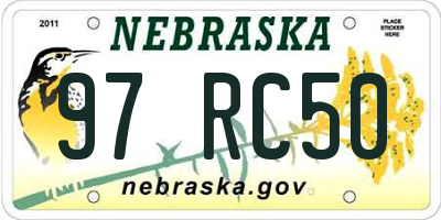 NE license plate 97RC50