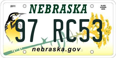 NE license plate 97RC53
