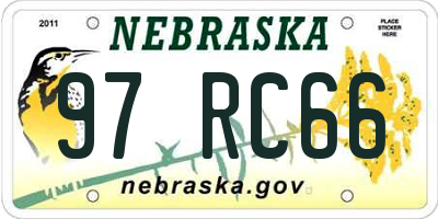 NE license plate 97RC66