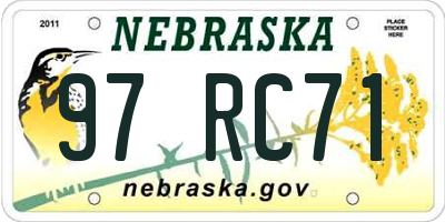 NE license plate 97RC71