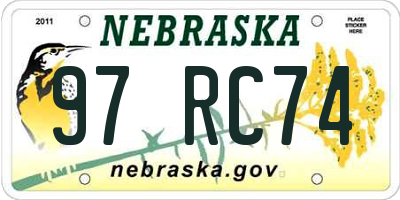 NE license plate 97RC74