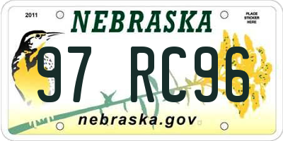 NE license plate 97RC96