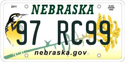 NE license plate 97RC99