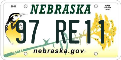 NE license plate 97RE11