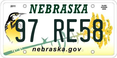 NE license plate 97RE58
