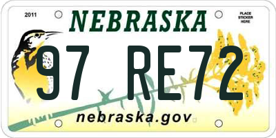 NE license plate 97RE72