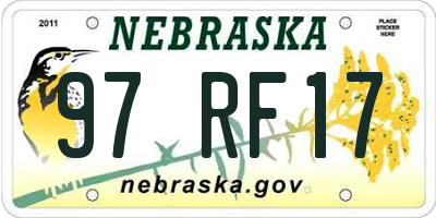 NE license plate 97RF17