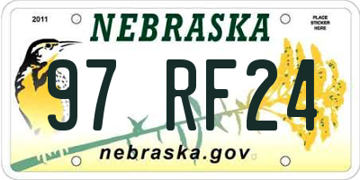NE license plate 97RF24