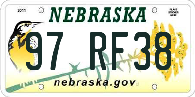 NE license plate 97RF38