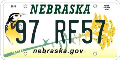 NE license plate 97RF57