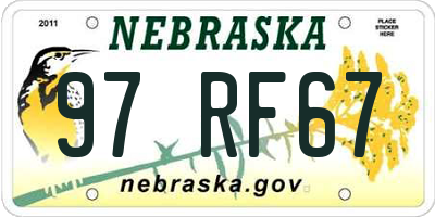 NE license plate 97RF67