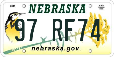 NE license plate 97RF74