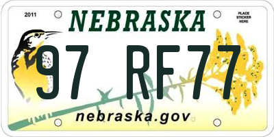 NE license plate 97RF77
