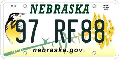 NE license plate 97RF88