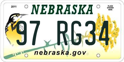 NE license plate 97RG34