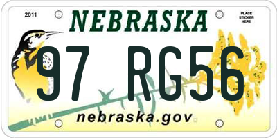 NE license plate 97RG56