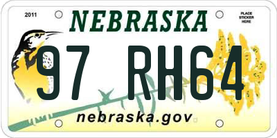 NE license plate 97RH64