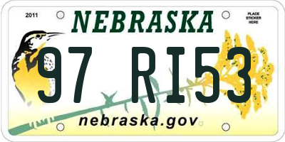 NE license plate 97RI53