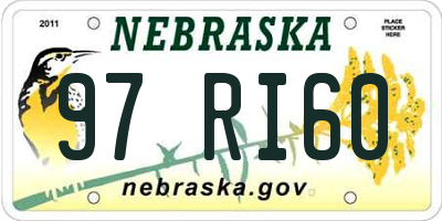 NE license plate 97RI60