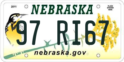 NE license plate 97RI67