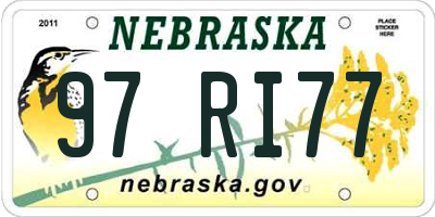 NE license plate 97RI77