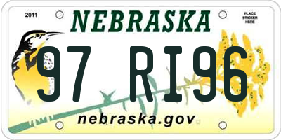 NE license plate 97RI96