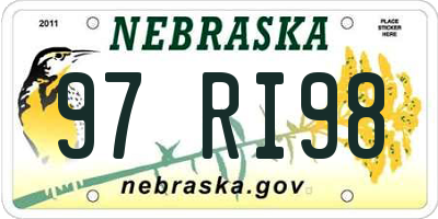 NE license plate 97RI98
