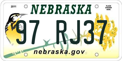 NE license plate 97RJ37