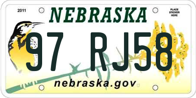 NE license plate 97RJ58