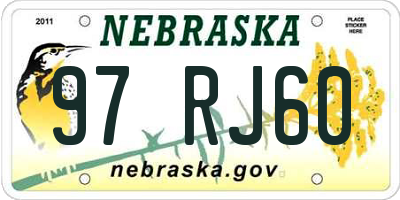 NE license plate 97RJ60