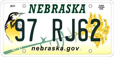 NE license plate 97RJ62