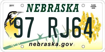 NE license plate 97RJ64
