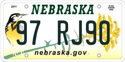 NE license plate 97RJ90