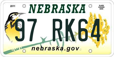 NE license plate 97RK64