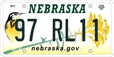 NE license plate 97RL11