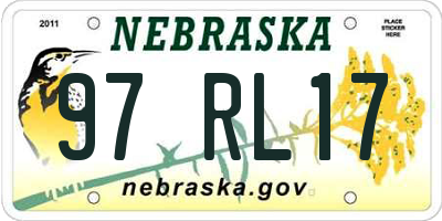 NE license plate 97RL17