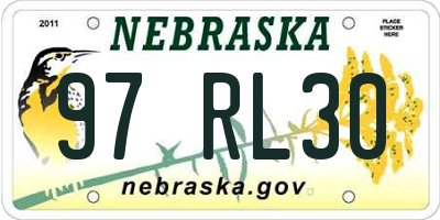 NE license plate 97RL30