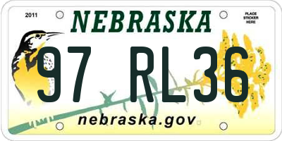 NE license plate 97RL36