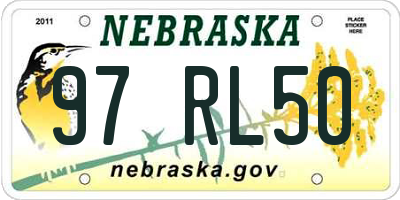 NE license plate 97RL50